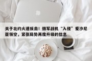 关于北约火速反击！俄军战机“入侵”爱沙尼亚领空，紧张局势再度升级的信息