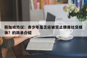 新加坡热议：青少年是否应被禁止使用社交媒体？的简单介绍