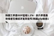韩国三季度GDP猛增1.2%！创六季度最快增速引爆经济复苏信号/韩国gdp增速1%