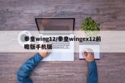 拳皇wing12/拳皇wingex12前瞻版手机版