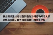 联合国调查认定以色列在加沙对巴勒斯坦人实施种族灭绝，世界社会震怒！的简单介绍