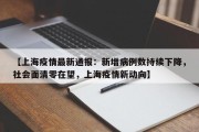 【上海疫情最新通报：新增病例数持续下降，社会面清零在望，上海疫情新动向】