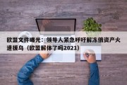 欧盟文件曝光：领导人紧急呼吁解冻俄资产火速援乌（欧盟解体了吗2021）