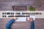 关于道路迢迢一月程，鸾凤花分十六行指什么生肖，经典释义解释落实的信息