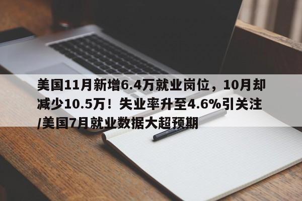 美国11月新增6.4万就业岗位,10月却减少10.5万!失业率升至4.6%引关注/美国7月就业数据大超预期